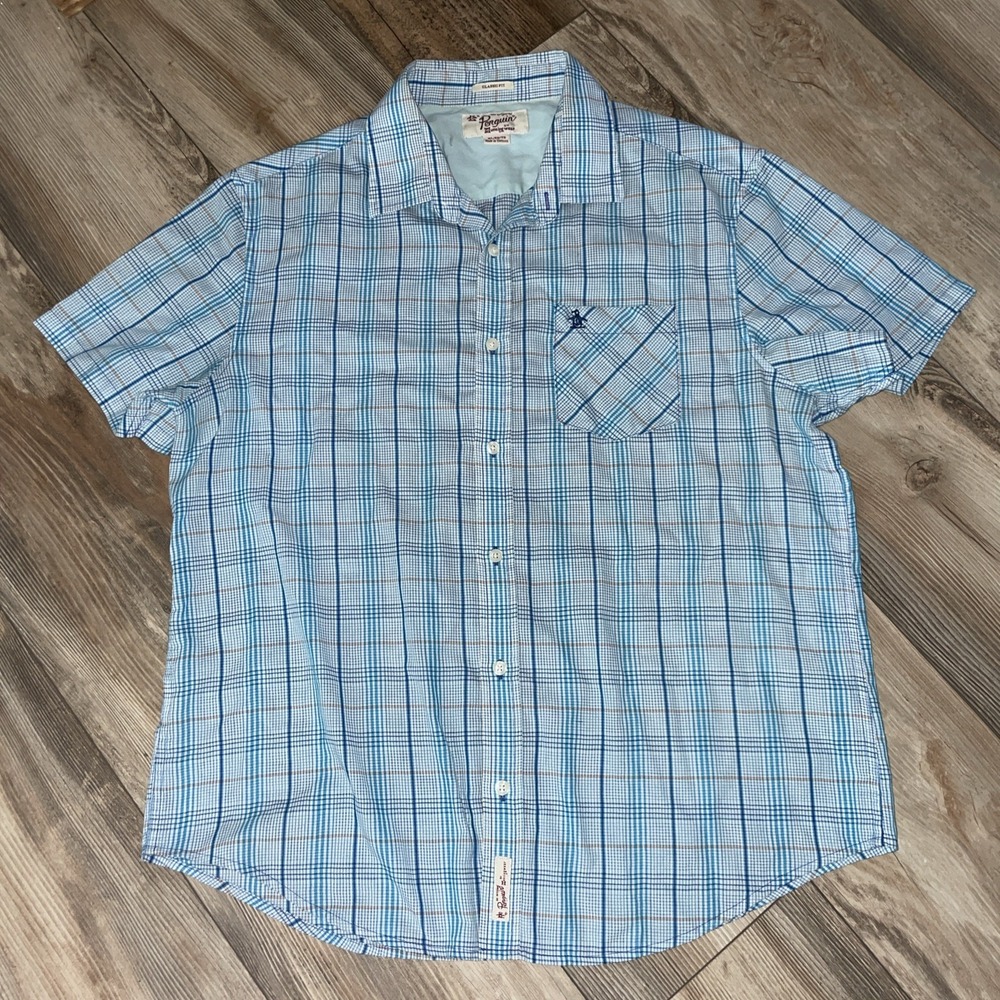 Penguin MunsingWear Dress Shirt Classic Fit Plaid Button Up Mens XL